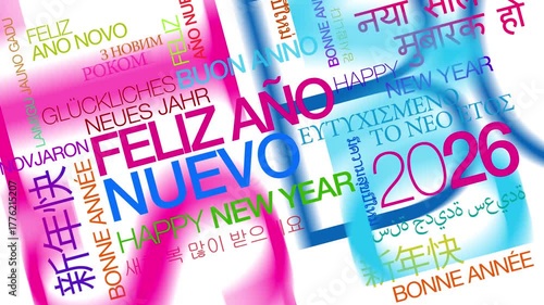 Feliz año nuevo deseos tarjetas colores 2026