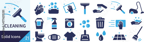 ベクターの清掃に関するシルエットアイコンセット
