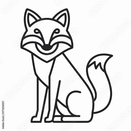 Fox outline icon standing on hind legs smiling – Great for playful mascot or branding design