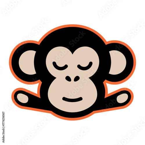Monkey face with orange outline and raised hands – Perfect for expressive vector art, playful branding, or emoji-style content