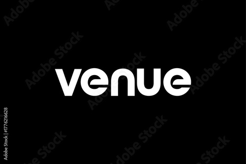 word venue. rounded modern geometric circular minimalist clean alphabet font. lowercase bold typography vector illustration design