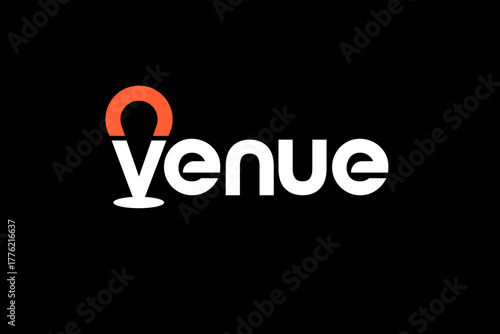 word venue. rounded modern geometric circular minimalist clean alphabet font. lowercase bold typography vector illustration design