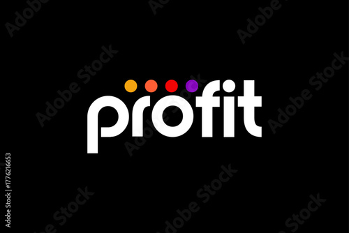 word profit. rounded modern geometric circular minimalist clean alphabet font. lowercase bold typography vector illustration design