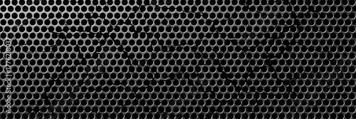 Perforated metal plate. Metal grill. Metal texture steel background. Perforated sheet metal. 3d shape titanium sheet. Circle mesh pattern background. Industrial texture. Steel speaker. Vector EPS10.