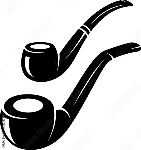 Set of illustrations of smoking pipes. Design element for emblem, sign, badge. Vector smoking pipe image