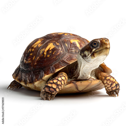 Turtle's contemplative gaze: This portrait of a turtle showcases the unique patterns on its shell and the textures of its skin and claws, evoking a sense of ancient wisdom and patience.