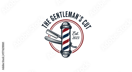 Vintage Barbershop Logo Vector – Classic Razor, Scissors, and Beard Design - Retro Barber Logo Vector – Old School Grooming and Haircut Emblem