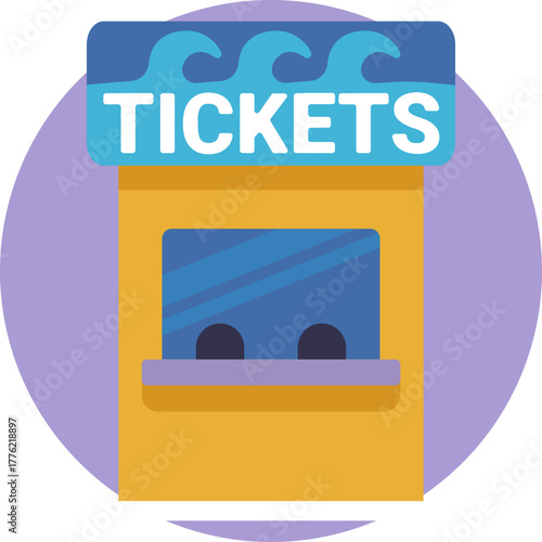 A booth where visitors purchase admission tickets for the water park.