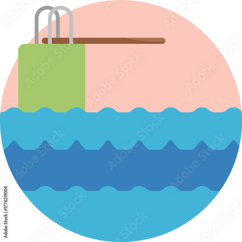 A platform extending over a pool, used for jumping or diving into the water.