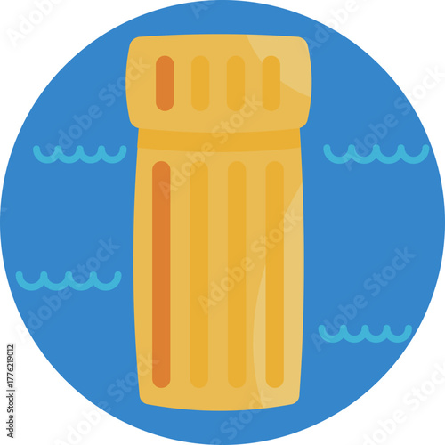 Represents a soft, air-filled mattress used for relaxing or floating in water park pools and lazy rivers.