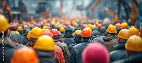 Workers labors rally protest. Real estate property economy crisis. Generative AI technology.