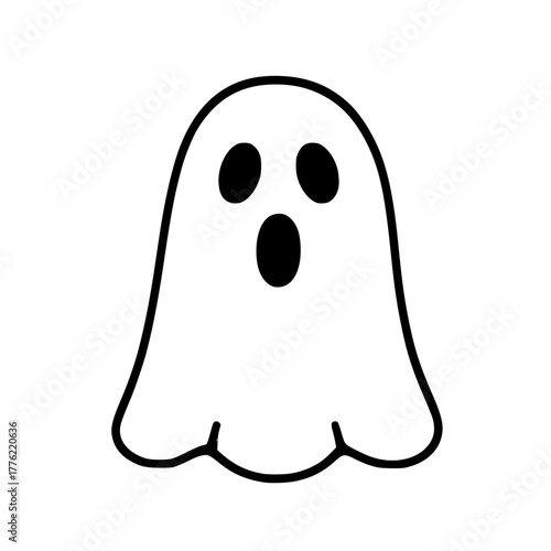 Simple cartoon ghost with surprised expression for Halloween
