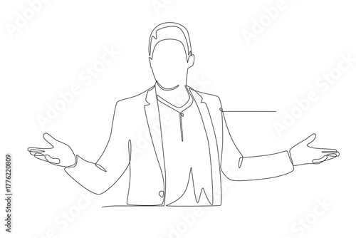 Business leader concept one-line drawing
