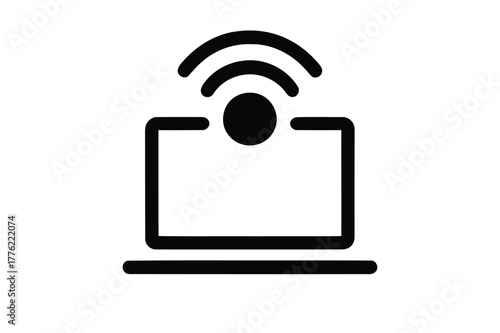 Laptop with wifi signal, representing wireless connectivity and communication