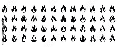 Dynamic collection of fire icons, perfect for branding projects, web design, and app development with a modern graphic style for impact