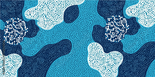Seamless blue knitted fabric texture and pattern design with a water drop effect for textile wallpaper illustration