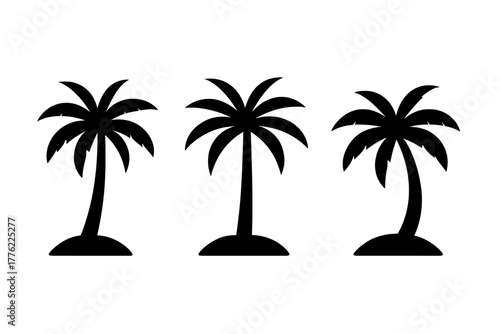 Silhouettes of palm trees on a white background creating a tropical vibe for design purposes