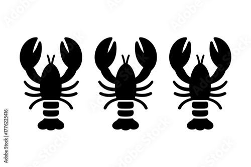 Silhouettes of lobsters displayed in a simple design for culinary art or food-related projects