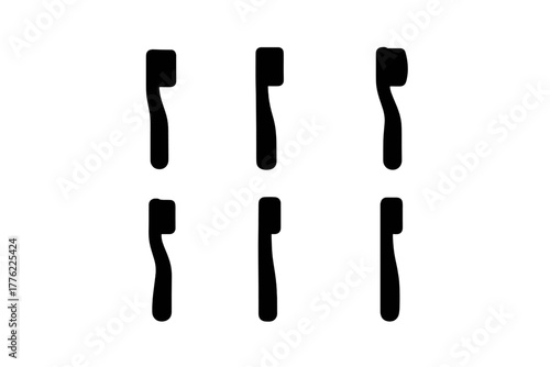 Collection of six minimalist toothbrush silhouettes arranged in a simple pattern on a plain background