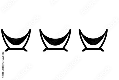 Three modern hammock stands with minimalist design showcased against a plain background