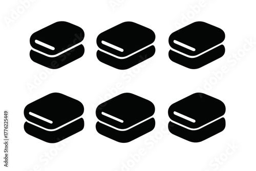 Simple black icons of stacked rectangular shapes used for design and illustration purposes