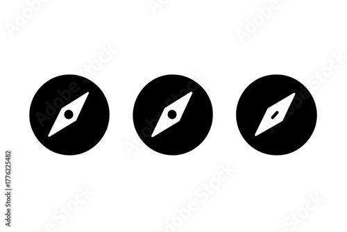 Symbolic representation of compasses indicating direction in a simple, clean design