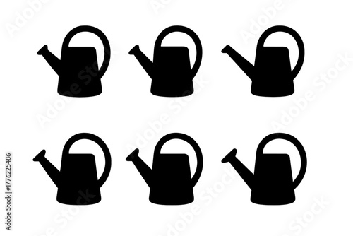 Silhouettes of watering cans arranged in rows for gardening display