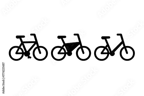Different styles of bicycles lined up in a row during a sunny day at a local park