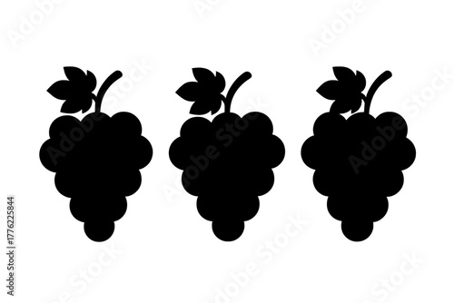 Silhouette of three grape clusters arranged in a clean and simple design, perfect for fruit-themed graphics