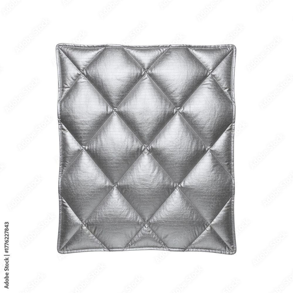Fototapeta premium Silver quilted thermal insulation pad isolated
