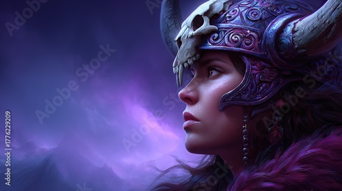 Female warrior profile in fantasy art
