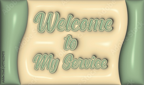 3d Welcome to my service background design. Bar of soap object for hand cleaning, a business symbol on white