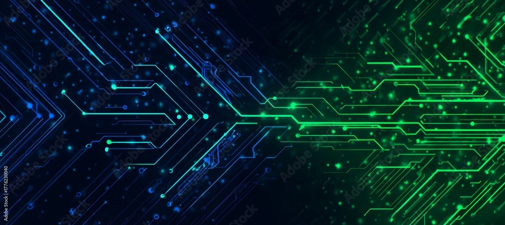 Obraz premium Electronic circuit board network with glowing light. Hardware industry. Generative AI technology.