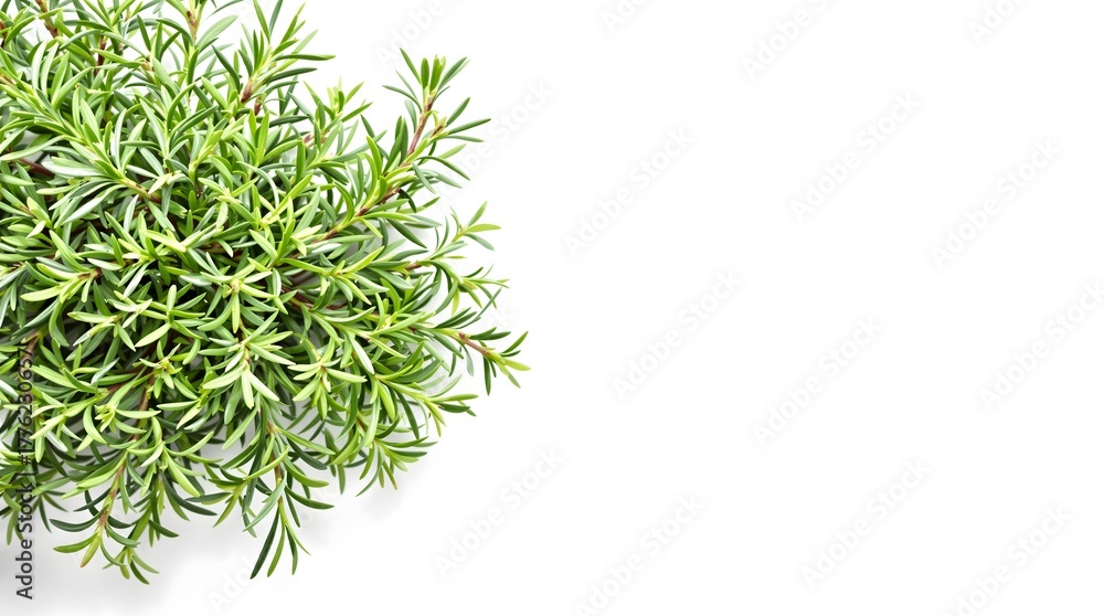 Fototapeta premium Dense Rosemary Bush — Fresh Green Needle Leaves, Isolated Cutout