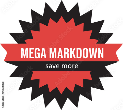 Mega Markdown Save More Sale Event Promotion Offer Discounts  Vector Illustration 