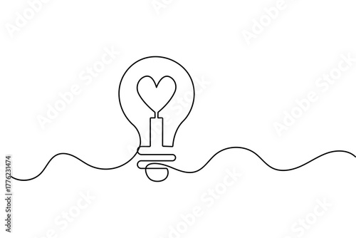 Light bulb continuous one line drawing minimalist style isolated outline vector illustration design

