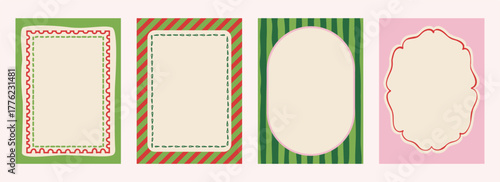 Christmas vintage backgrounds or frames. Retro design for card, invitation, banner. Vector xmas pattern or decoration.