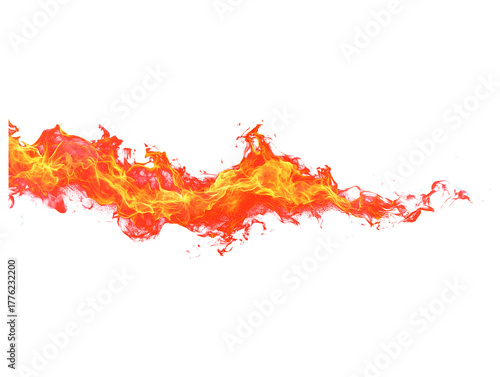 Dynamic fiery streak with vibrant red and orange flames and blue accents