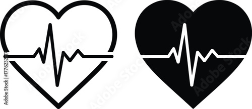 Medical heartbeat line and glyph icon, vital signs vector graphic