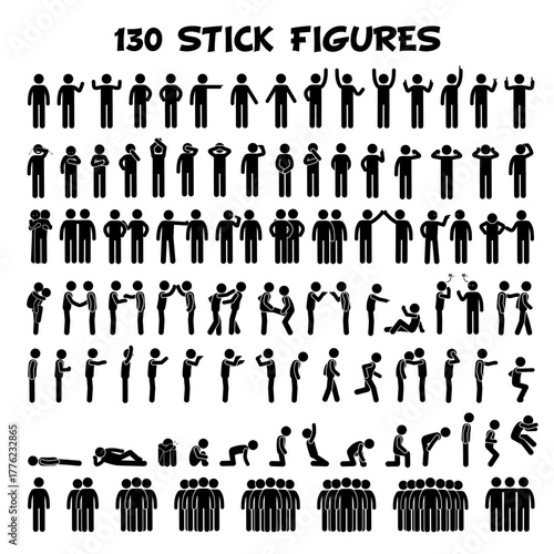 Set of stick figures and minimal pictogram icons