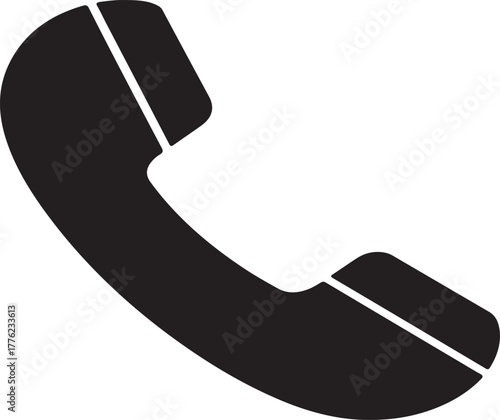 Black telephone handset icon on white background communication symbol vector