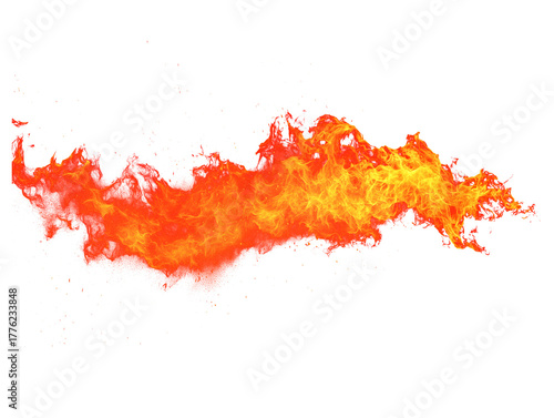 Dynamic fire stream effect with vibrant orange and red flames and floating sparks