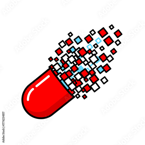 Capsule Splitting into Digital Pixels for Smart Pharmacy Icon