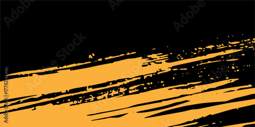 modern.Vibrant Orange Brush Stroke Abstract Texture on Black Background for Creative Design Projects