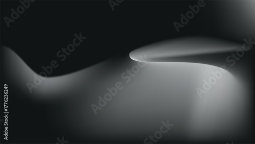 Abstract Gray Black Wave Background - Smooth Flowing Curves 3D Render Minimalist Wallpaper