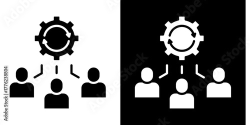 Organizational Change  Icon Set White Style Collection