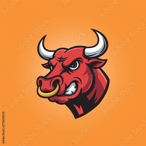 Vector illustration of a cartoon bull on a white background
