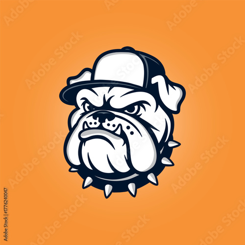 Vector illustration of a cartoon bulldog on a white background