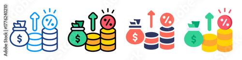 Interest Rate Icon Sheet Multiple Style Collection 