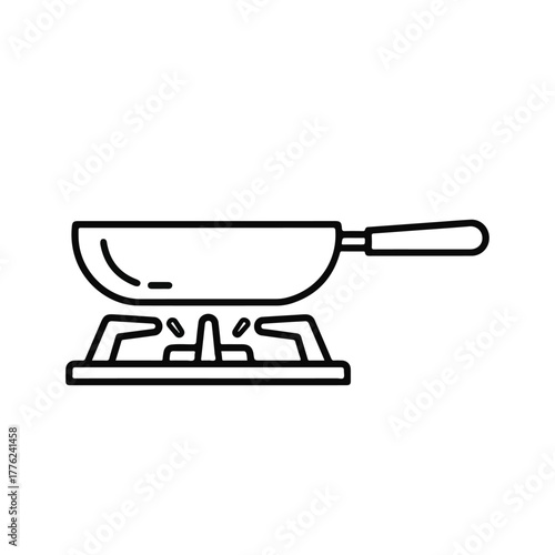 Frying Pan on Stove Culinary Icon for Cooking and Sizzling Delights